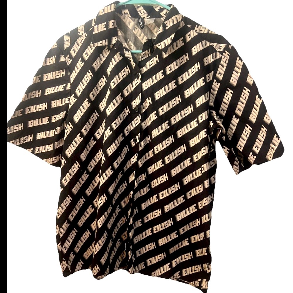Billy Eilish Divided Black and White Casual Button Down Shirt